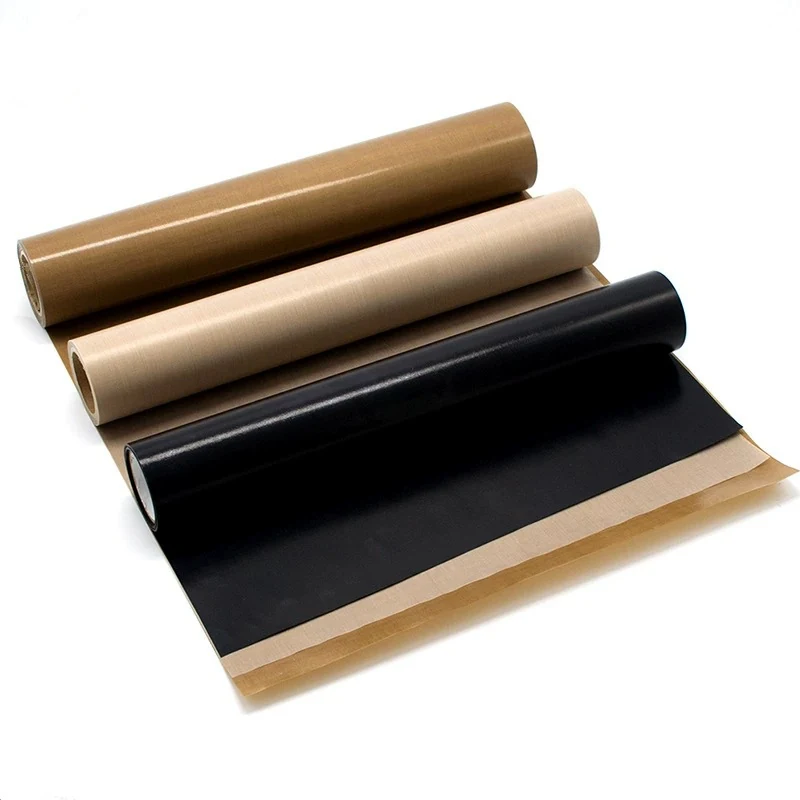 Brown and black PTFE coated fiberglass fabric rolls