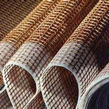 Rolled brown PTFE coated mesh with contrasting woven edges