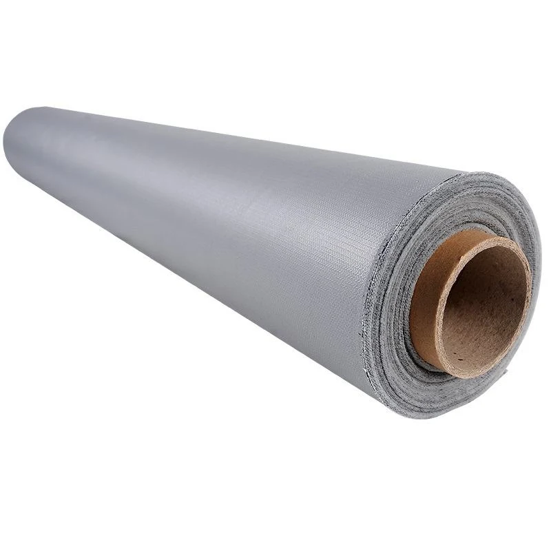Gray silicone coated fiberglass belt stock in a roll